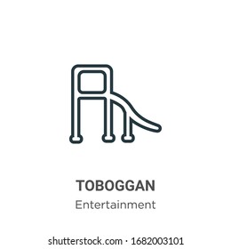 Toboggan outline vector icon. Thin line black toboggan icon, flat vector simple element illustration from editable entertainment concept isolated stroke on white background