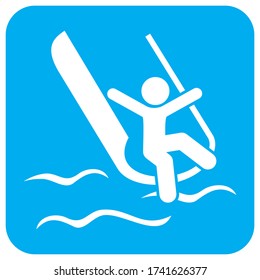 toboggan, swimming pool, icon at blue frame, vector 