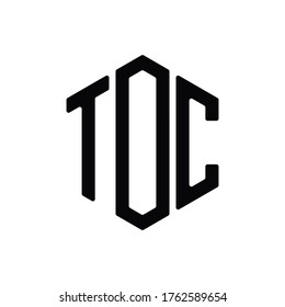 Plantilla de vectores de iconos de monograma redondeado del polígono de diseño de la carta TOC