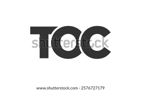 TOC logo design template with strong and modern bold text. Initial based vector logotype featuring simple and minimal typography. Trendy company identity ideal for businesses brand presence.