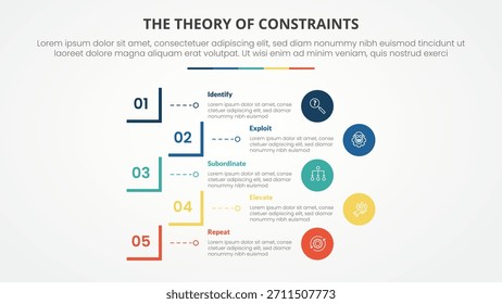 Concepto de infografía de la teoría de restricciones de TOC para la presentación de diapositivas con contorno de rectángulo de corte cuadrado creativo con lista de 4 puntos con Vector de estilo plano