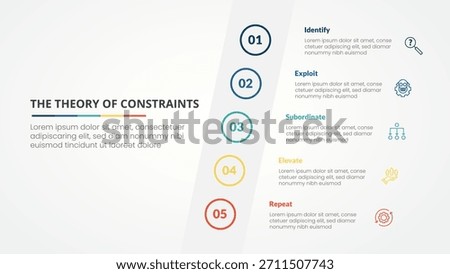 TOC theory of constraints infographic concept for slide presentation with tilt sideways content vertical with 4 point list with flat style vector