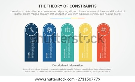 TOC theory of constraints infographic concept for slide presentation with round rectangle shape vertical rotate with 4 point list with flat style vector