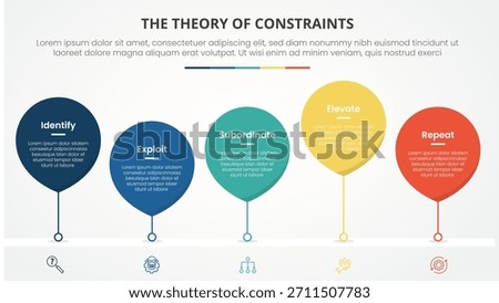 TOC theory of constraints infographic concept for slide presentation with waterdrop style with line connected timeline with 4 point list with flat style vector