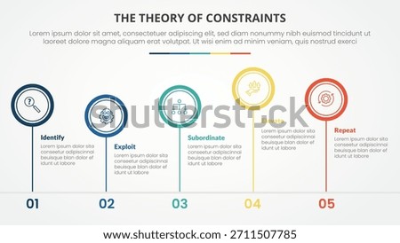 TOC theory of constraints infographic concept for slide presentation with big circle outline unbalance up and down with 4 point list with flat style vector