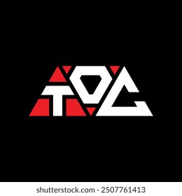 TOC triangle letter logo design with triangle shape. TOC triangle logo design monogram. TOC triangle vector logo template with red color. TOC triangular logo Simple, Elegant, and Luxurious design.