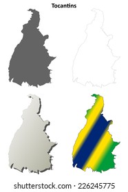Tocantins blank outline map set