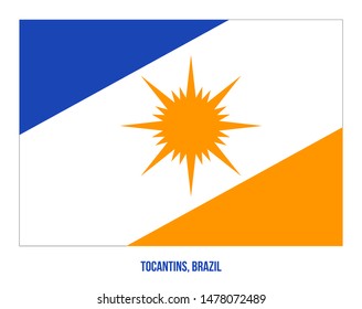 Tocantins Flag Vector Illustration on White Background. States Flag of Brazil.