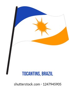 Tocantins Flag Waving Vector Illustration on White Background. States Flag of Brazil.