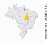 Tocantins Region highlighted on Brazil map