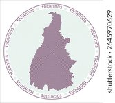 Tocantins round logo design. State shape built of rings. Tocantins text around the state. Vector illustration.