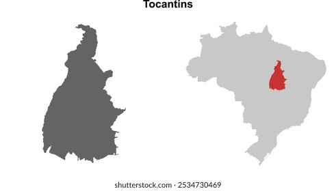 Conjunto de mapas em branco do estado de Tocantins