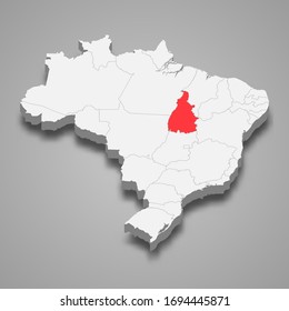 Tocantins state location within Brazil 3d map