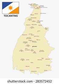 tocantins state map with flag