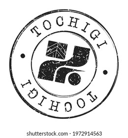 Tochigi, Japan Stamp Postal. Silhouette Seal. Flag Passport Round Design. Vector Icon. Design Retro Travel. National Symbol.