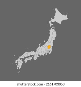 Tochigi prefecture highlighted on the map of Japan