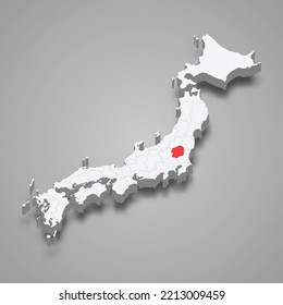 Tochigi prefecture location within Japan 3d isometric map