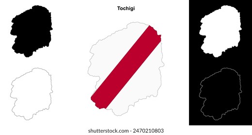 Conjunto de mapas esquemáticos de la prefectura de Tochigi