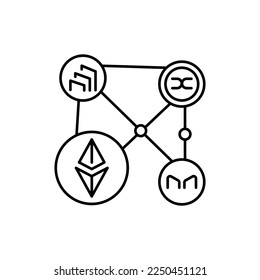 Tocken governance color line icon. Digital crypto art. Pictogram for web page.