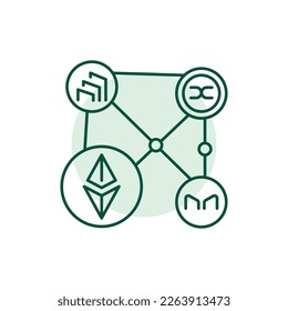 Tocken governance color line icon. Digital crypto art. Pictogram for web page.