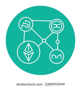 Tocken governance color line icon. Digital crypto art. Pictogram for web page.