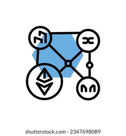 Tocken governance color line icon. Digital crypto art. Outline pictogram for web page, mobile app, promo