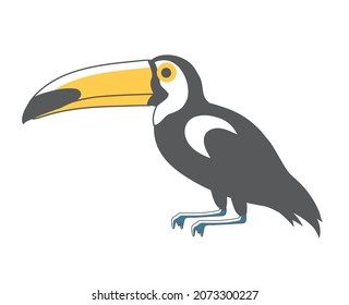 Toco toucan cortar ilustración línea principal Icono de ilustración simple y lindo