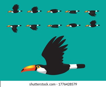 Toco Toucan Flying Animation Cute Cartoon Vector Illustration