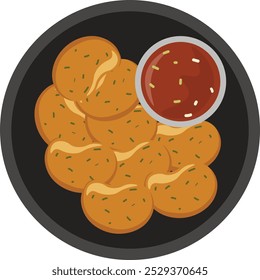 Tod Mun Pla Vietnam Traditional Food Illustration