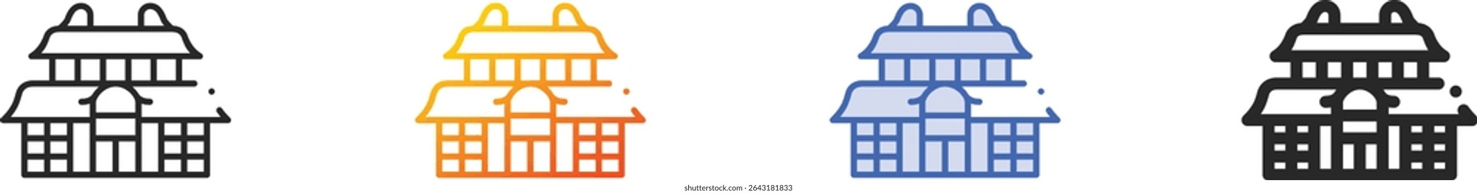 todaiji icon.Thin Linear, Gradient, Blue Stroke and bold Style Design Isolated On White Background