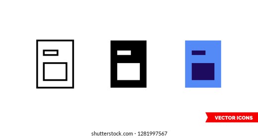 Today apps icon of 3 types: color, black and white, outline. Isolated vector sign symbol.