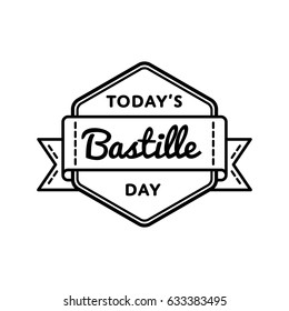 Today Bastille day emblem isolated vector illustration on white background. 14 july national french holiday event label, greeting card decoration graphic element