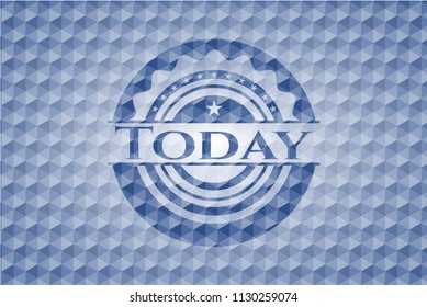 Today blue emblem with geometric pattern.