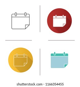 Today calendar icon. Notes. Organizer. Flat design, linear and color styles. Isolated vector illustrations