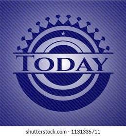 Today emblem with denim texture