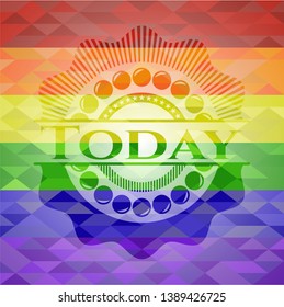 Today emblem on mosaic background with the colors of the LGBT flag