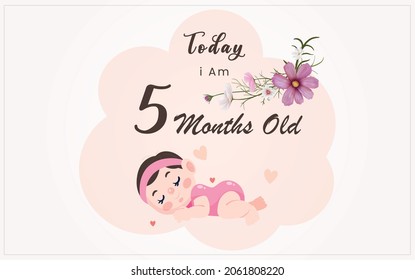  Today I am five months old, greeting card, vector illustration design
