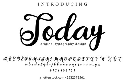 Today Font Stylish brush painted an uppercase vector letters, alphabet, typeface