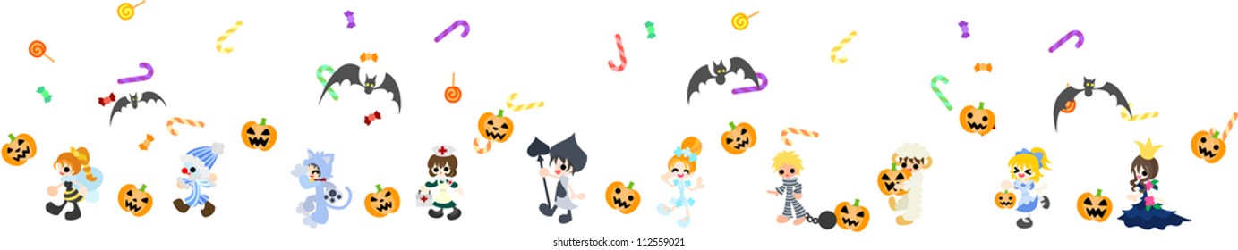 Today is Halloween fun. Children who are walking in costume.