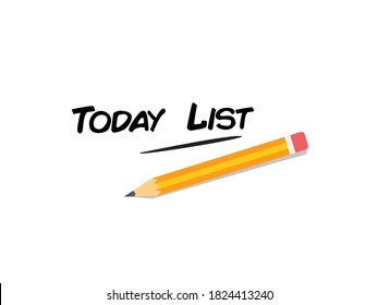 Today list lettering with pencil vector isolated in white