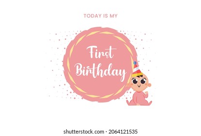 
Today is my first birthday, vector illustration design

