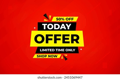 Today Offer Discount banner. Offer sale banner vector template. Sale label and discounts background, Discount Promotion marketing poster design for web and Social. Vector Illustration.