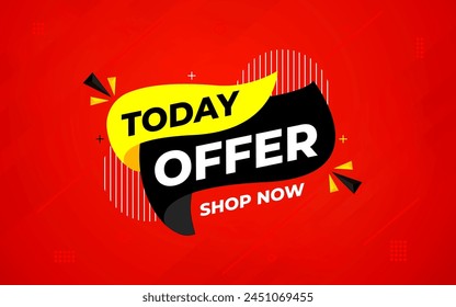 Today Offer Discount banner. Offer sale banner vector template. Sale label and discounts background, Discount Promotion marketing poster design for web and Social. Vector Illustration.