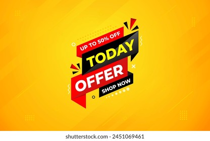Today Offer Discount banner. Offer sale banner vector template. Sale label and discounts background, Discount Promotion marketing poster design for web and Social. Vector Illustration.