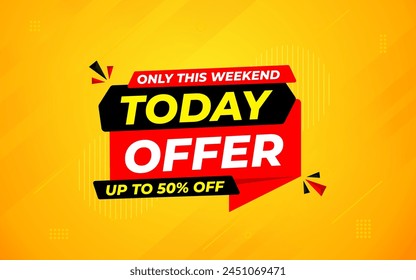 Today Offer Discount banner. Offer sale banner vector template. Sale label and discounts background, Discount Promotion marketing poster design for web and Social. Vector Illustration.