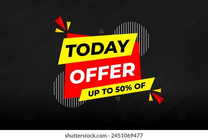 Today Offer Discount banner. Offer sale banner vector template. Sale label and discounts background, Discount Promotion marketing poster design for web and Social. Vector Illustration.