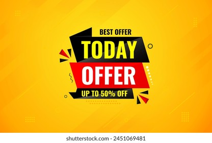 Today Offer Discount banner. Offer sale banner vector template. Sale label and discounts background, Discount Promotion marketing poster design for web and Social. Vector Illustration.