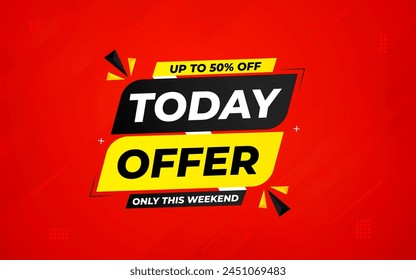 Today Offer Discount banner. Offer sale banner vector template. Sale label and discounts background, Discount Promotion marketing poster design for web and Social. Vector Illustration.