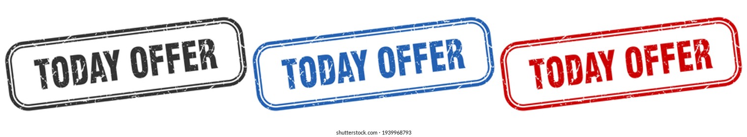 today offer square isolated sign set. today offer stamp