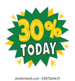 Today offer typography sticker in flat style 
